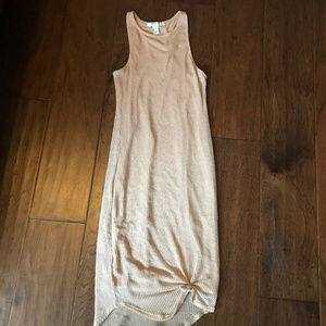 Blush ribbed calf-length dress